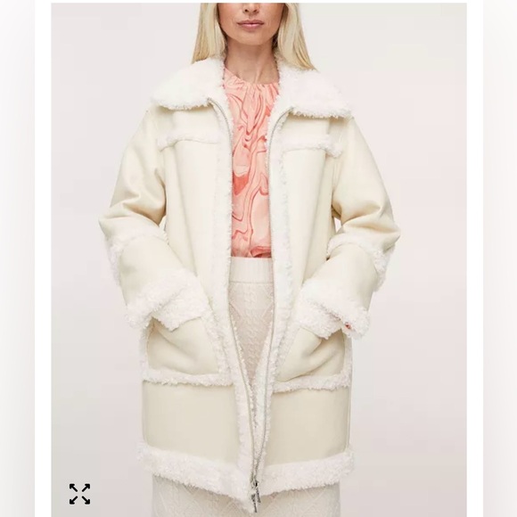 Faux-shearling leather-effect coat - Women‎Mango USA Sz XL